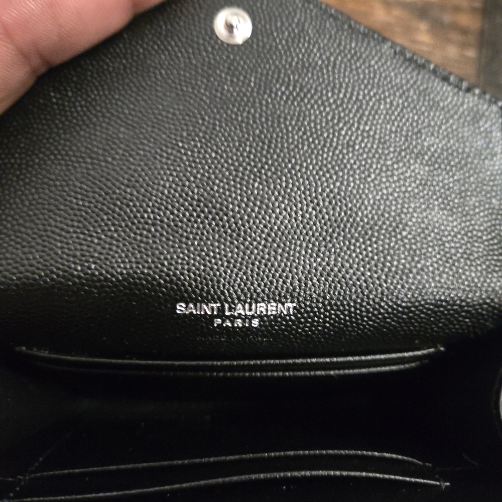 Saint Laurent Black Wallet with Silver Logo - Picture 2 of 7